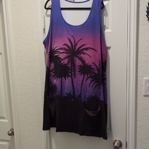Purple and Pink Palm Tree Tank Dress